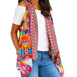 Soft Surroundings Multicolor Copacabana Kaleidoscope Geometric Print Vest, O/S